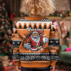 Santa Tiger Roar Personalized Kid Ugly Christmas Sweater Christmas Rugby League Spirit - Aussie Hoodie