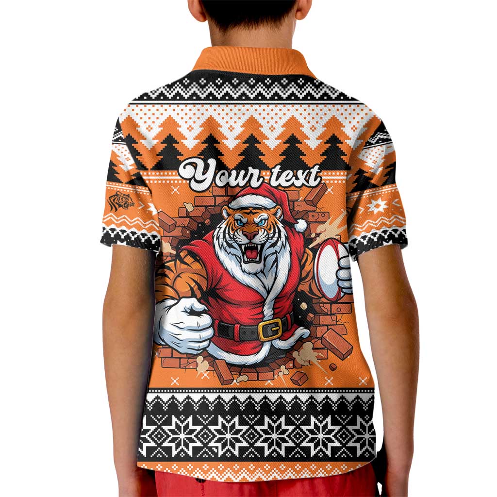 Santa Tiger Roar Personalized Kid Polo Shirt Christmas Rugby League Spirit - Aussie Hoodie