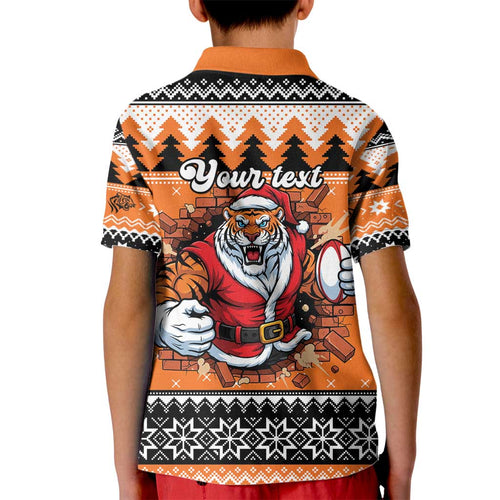 Santa Tiger Roar Personalized Kid Polo Shirt Christmas Rugby League Spirit - Aussie Hoodie