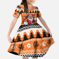 Santa Tiger Roar Personalized Kid Short Sleeve Dress Christmas Rugby League Spirit - Aussie Hoodie
