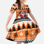 Santa Tiger Roar Personalized Kid Short Sleeve Dress Christmas Rugby League Spirit - Aussie Hoodie