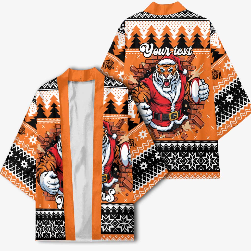 Santa Tiger Roar Personalized Kimono Christmas Rugby League Spirit - Aussie Hoodie