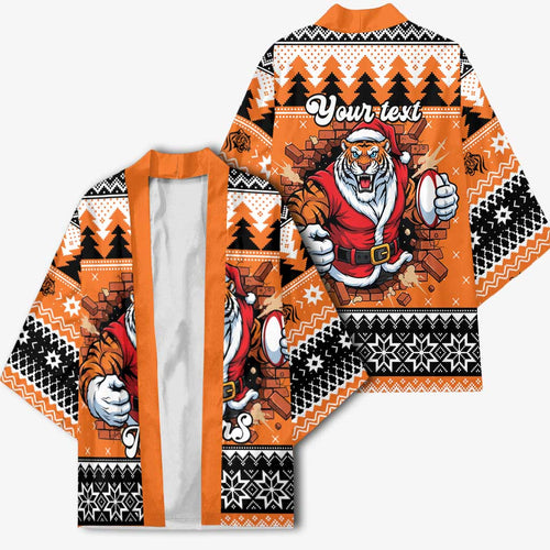 Santa Tiger Roar Personalized Kimono Christmas Rugby League Spirit - Aussie Hoodie