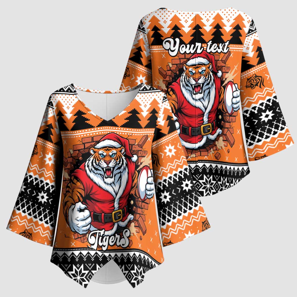 Santa Tiger Roar Personalized Kimono Sleeve Blouse Christmas Rugby League Spirit - Aussie Hoodie