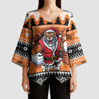Santa Tiger Roar Personalized Kimono Sleeve Blouse Christmas Rugby League Spirit - Aussie Hoodie