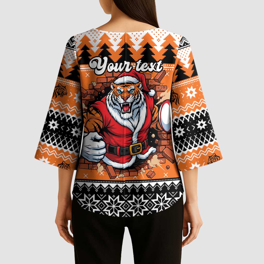 Santa Tiger Roar Personalized Kimono Sleeve Blouse Christmas Rugby League Spirit - Aussie Hoodie