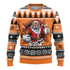 Santa Tiger Roar Personalized Ugly Christmas Sweater Christmas Rugby League Spirit - Aussie Hoodie