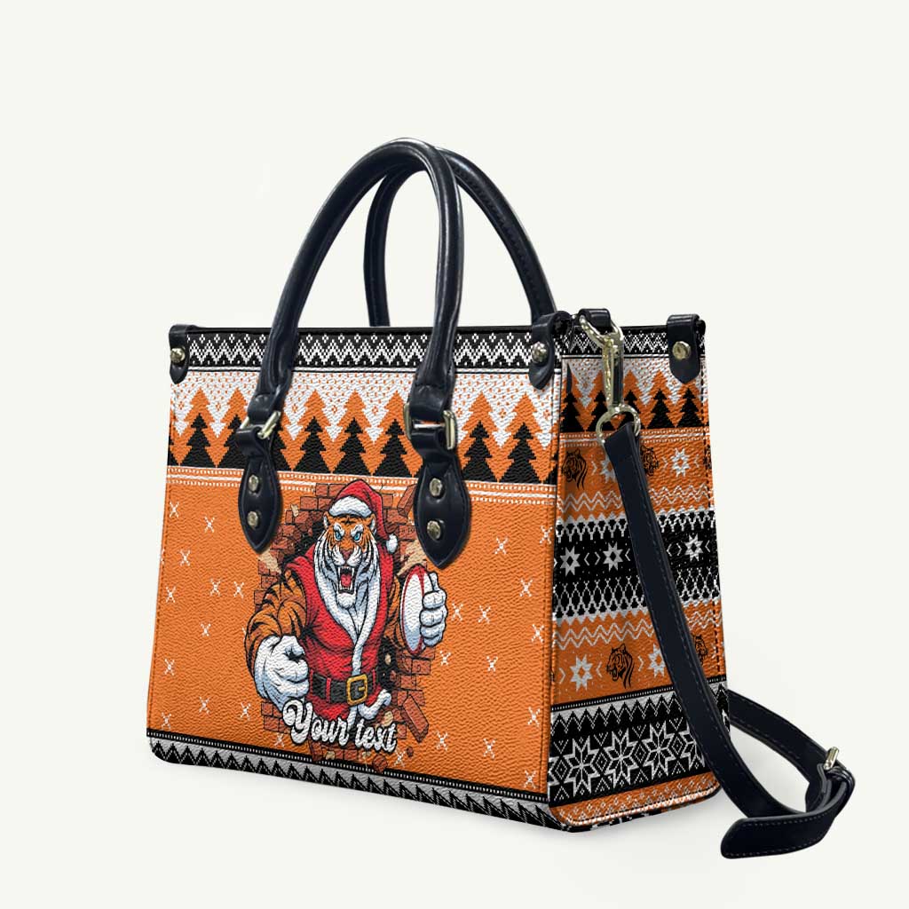Santa Tiger Roar Personalized Leather Bag Christmas Rugby League Spirit - Aussie Hoodie