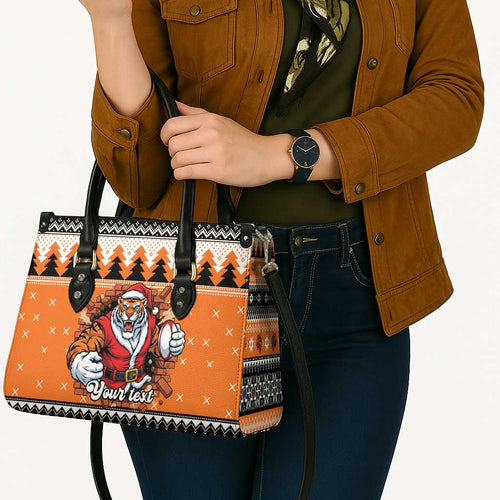Santa Tiger Roar Personalized Leather Bag Christmas Rugby League Spirit - Aussie Hoodie