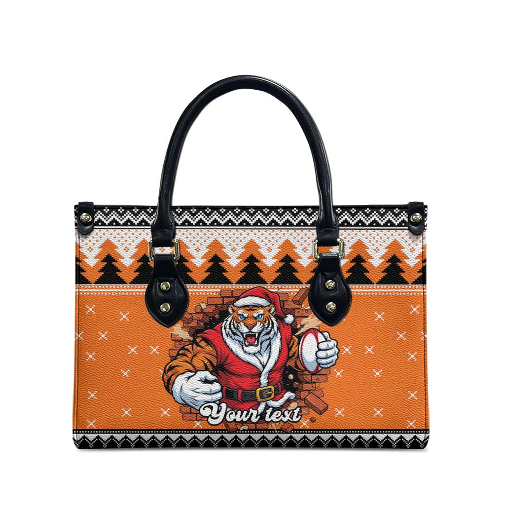 Santa Tiger Roar Personalized Leather Bag Christmas Rugby League Spirit - Aussie Hoodie