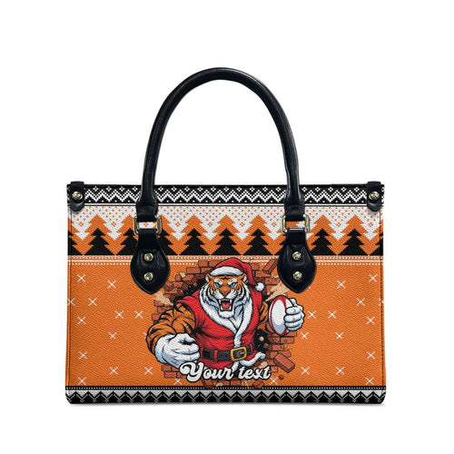 Santa Tiger Roar Personalized Leather Bag Christmas Rugby League Spirit - Aussie Hoodie