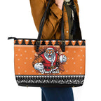 Santa Tiger Roar Personalized Leather Tote Bag Christmas Rugby League Spirit - Aussie Hoodie