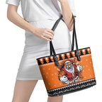 Santa Tiger Roar Personalized Leather Tote Bag Christmas Rugby League Spirit - Aussie Hoodie