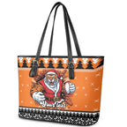 Santa Tiger Roar Personalized Leather Tote Bag Christmas Rugby League Spirit - Aussie Hoodie