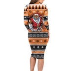 Santa Tiger Roar Personalized Long Sleeve Bodycon Dress Christmas Rugby League Spirit - Aussie Hoodie