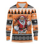 Santa Tiger Roar Personalized Long Sleeve Polo Shirt Christmas Rugby League Spirit - Aussie Hoodie