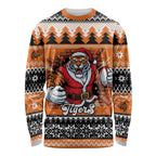 Santa Tiger Roar Personalized Long Sleeve Shirt Christmas Rugby League Spirit - Aussie Hoodie