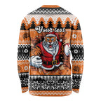 Santa Tiger Roar Personalized Long Sleeve Shirt Christmas Rugby League Spirit - Aussie Hoodie