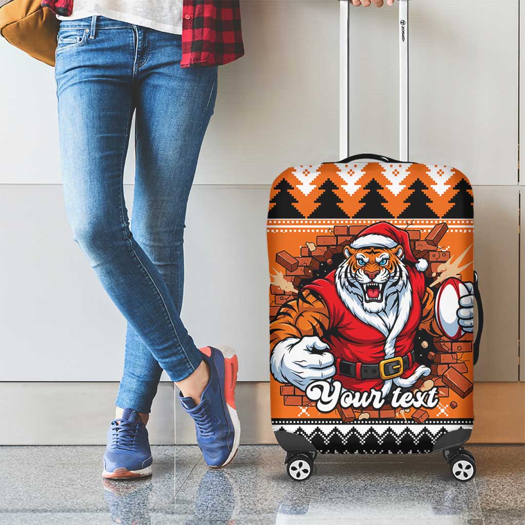 Santa Tiger Roar Personalized Luggage Cover Christmas Rugby League Spirit - Aussie Hoodie
