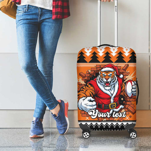 Santa Tiger Roar Personalized Luggage Cover Christmas Rugby League Spirit - Aussie Hoodie