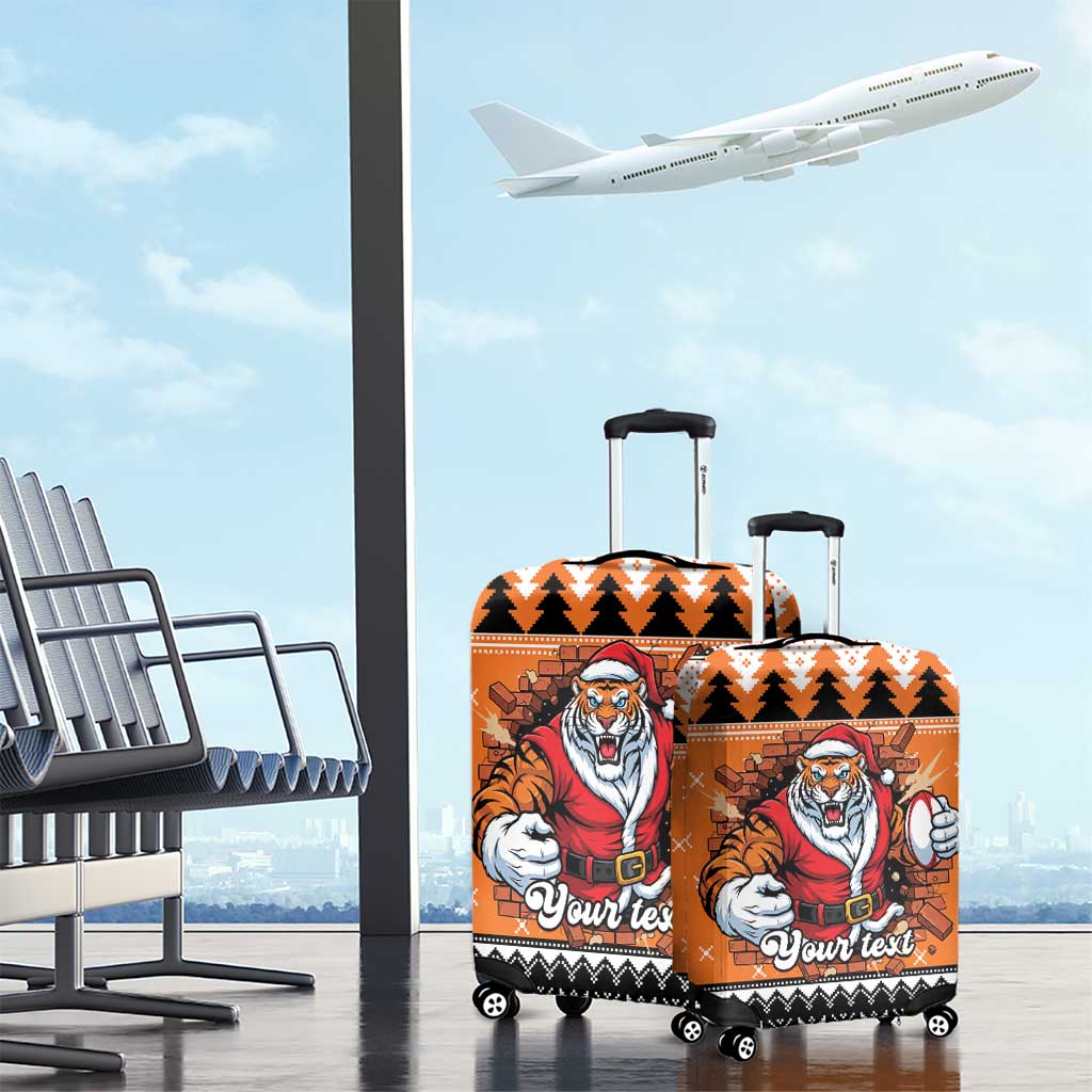 Santa Tiger Roar Personalized Luggage Cover Christmas Rugby League Spirit - Aussie Hoodie