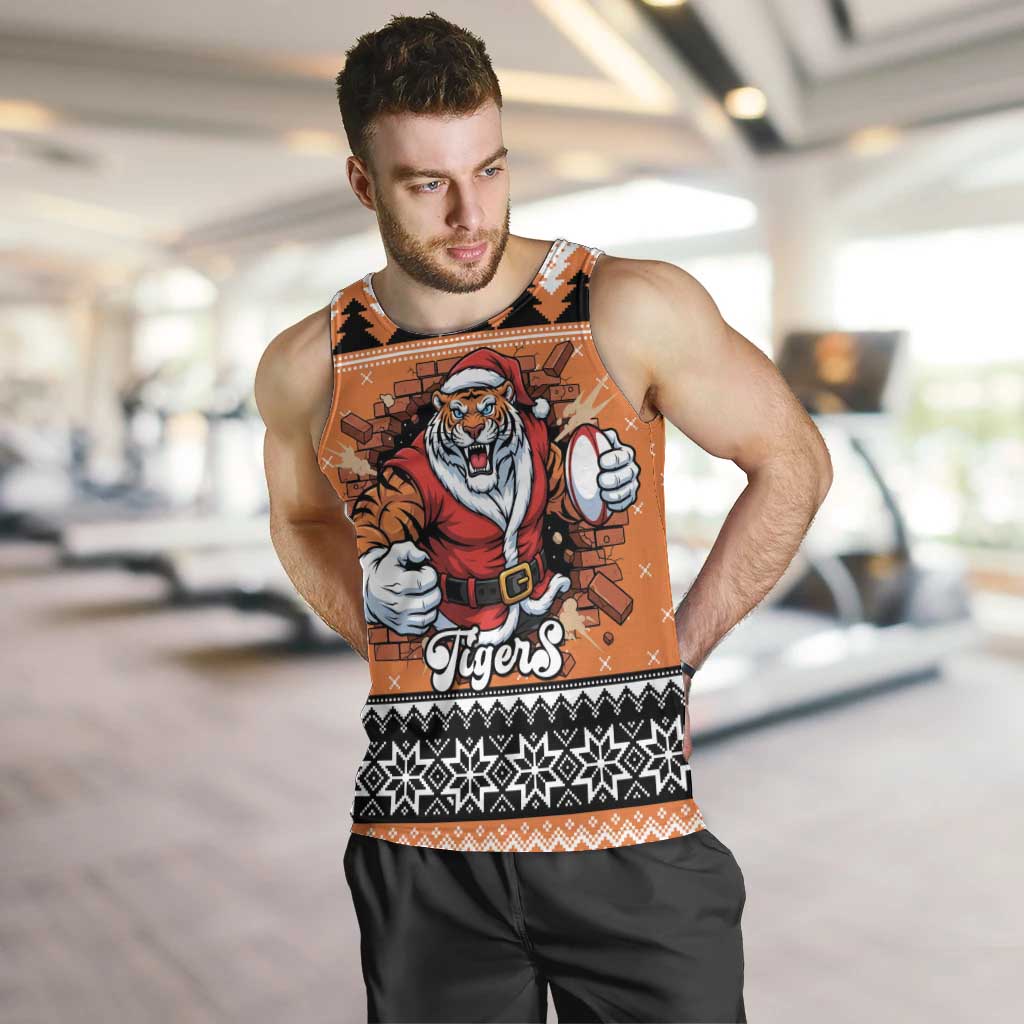 Santa Tiger Roar Personalized Men Tank Top Christmas Rugby League Spirit - Aussie Hoodie