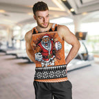 Santa Tiger Roar Personalized Men Tank Top Christmas Rugby League Spirit - Aussie Hoodie