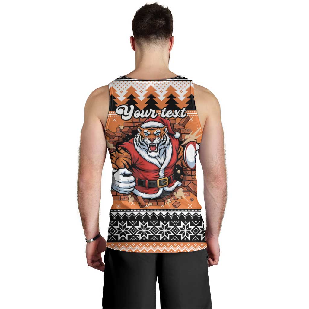 Santa Tiger Roar Personalized Men Tank Top Christmas Rugby League Spirit - Aussie Hoodie