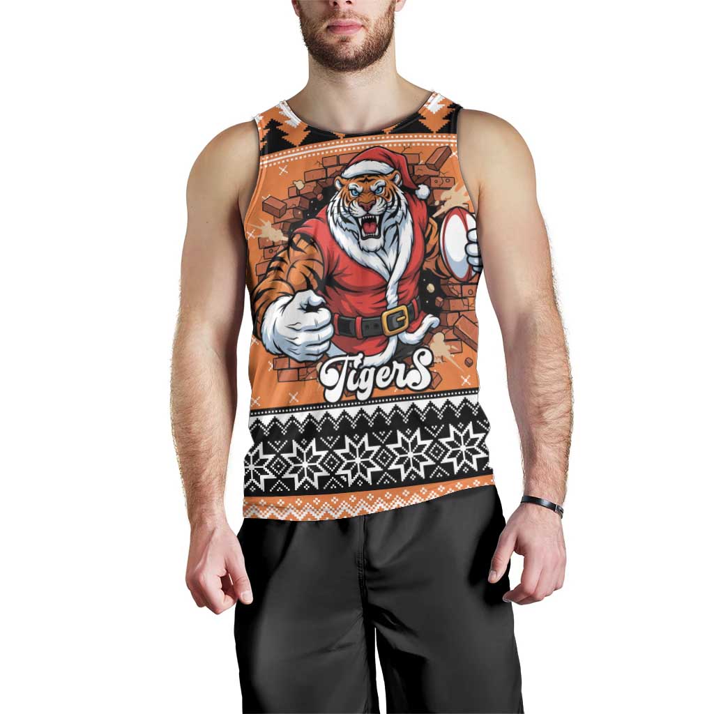 Santa Tiger Roar Personalized Men Tank Top Christmas Rugby League Spirit - Aussie Hoodie
