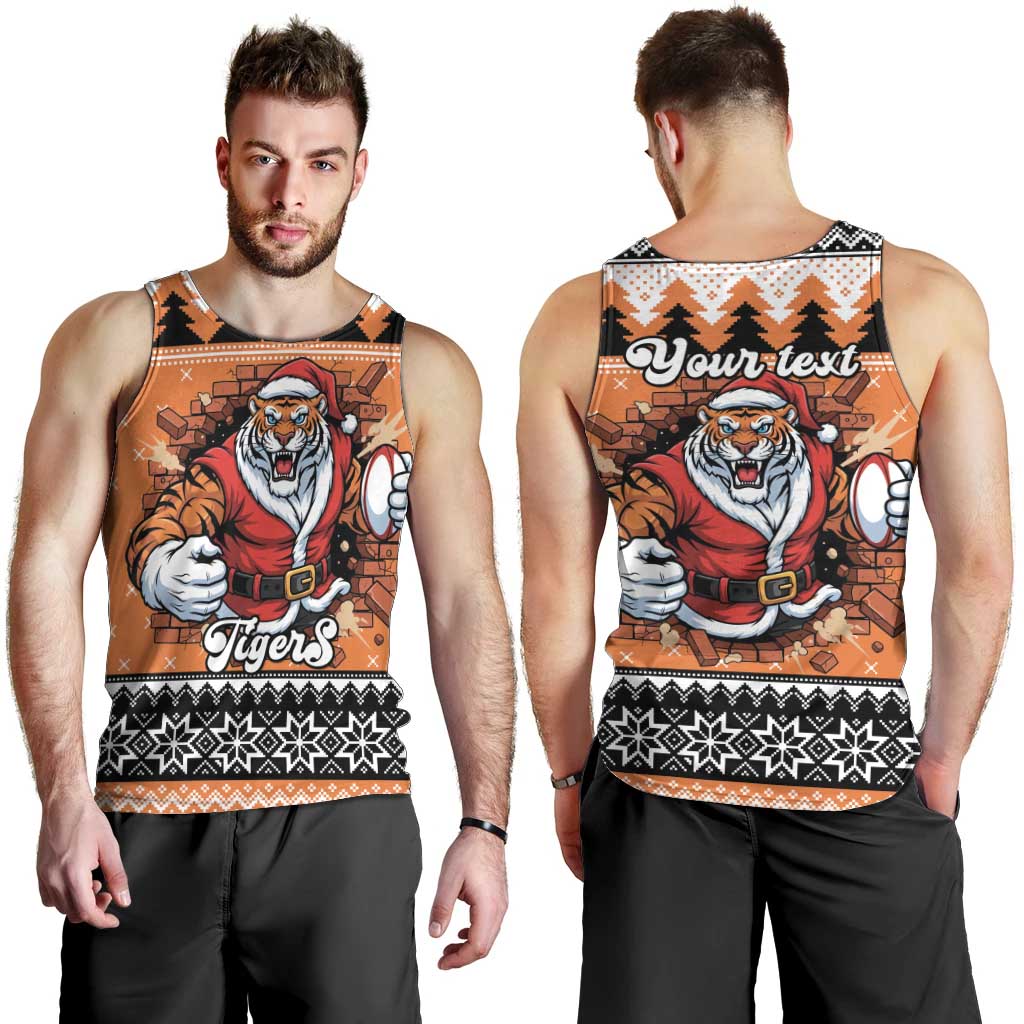 Santa Tiger Roar Personalized Men Tank Top Christmas Rugby League Spirit - Aussie Hoodie