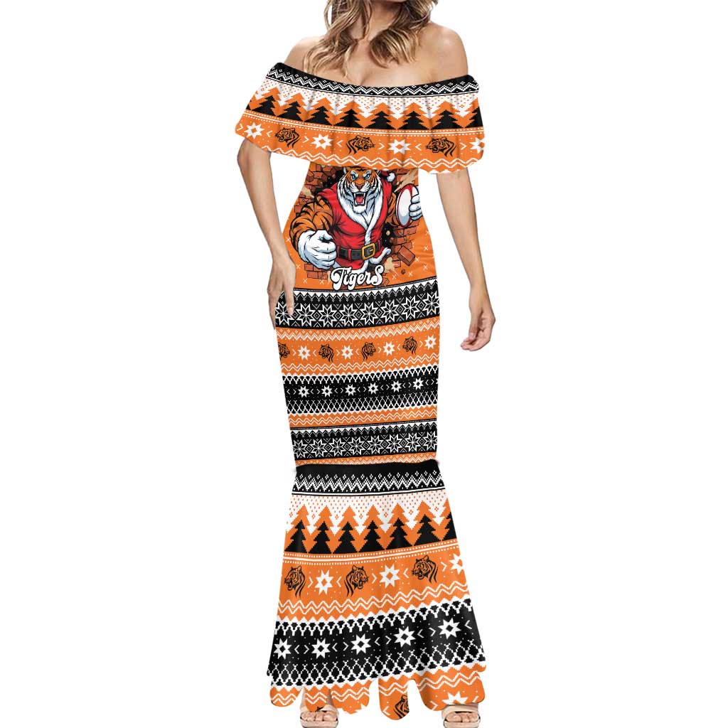 Santa Tiger Roar Personalized Mermaid Dress Christmas Rugby League Spirit - Aussie Hoodie