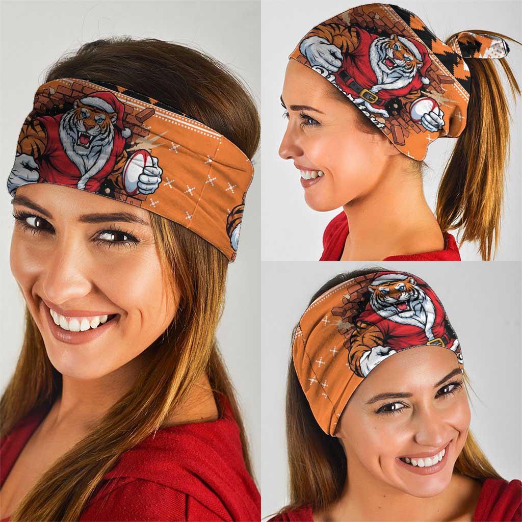 Santa Tiger Roar Personalized Neck Gaiter Christmas Rugby League Spirit - Aussie Hoodie