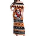 Santa Tiger Roar Personalized Off Shoulder Maxi Dress Christmas Rugby League Spirit - Aussie Hoodie