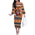 Santa Tiger Roar Personalized Off The Shoulder Long Sleeve Dress Christmas Rugby League Spirit - Aussie Hoodie