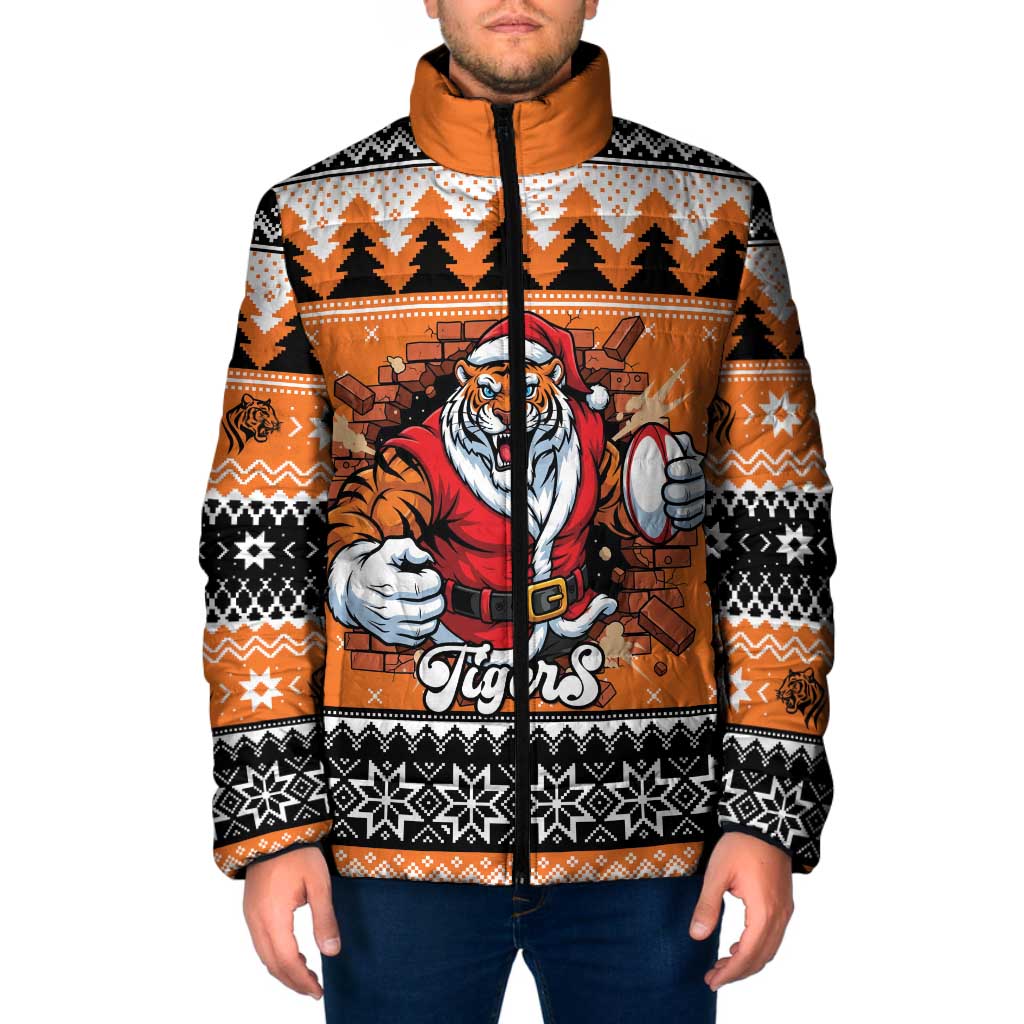 Santa Tiger Roar Personalized Padded Jacket Christmas Rugby League Spirit - Aussie Hoodie