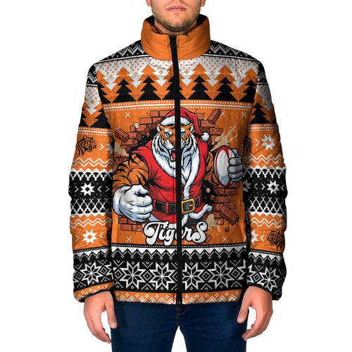 Santa Tiger Roar Personalized Padded Jacket Christmas Rugby League Spirit - Aussie Hoodie