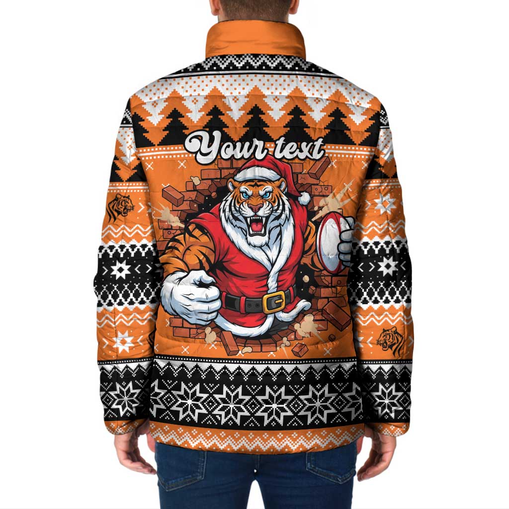 Santa Tiger Roar Personalized Padded Jacket Christmas Rugby League Spirit - Aussie Hoodie