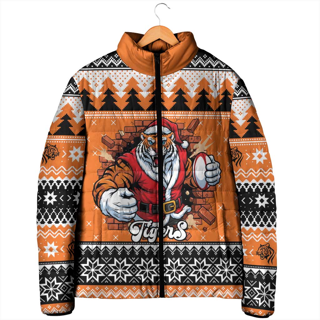 Santa Tiger Roar Personalized Padded Jacket Christmas Rugby League Spirit - Aussie Hoodie