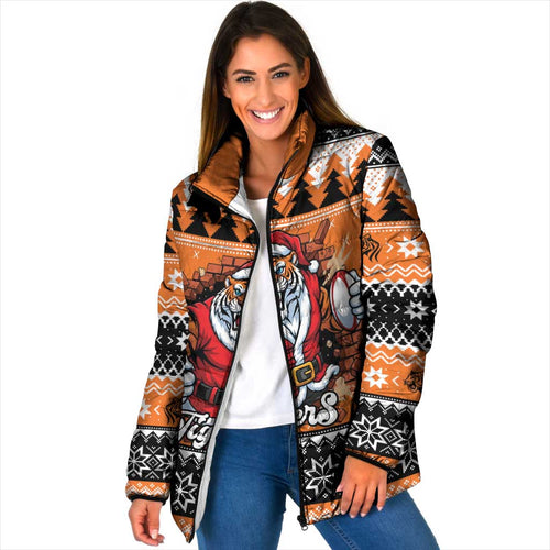 Santa Tiger Roar Personalized Padded Jacket Christmas Rugby League Spirit - Aussie Hoodie