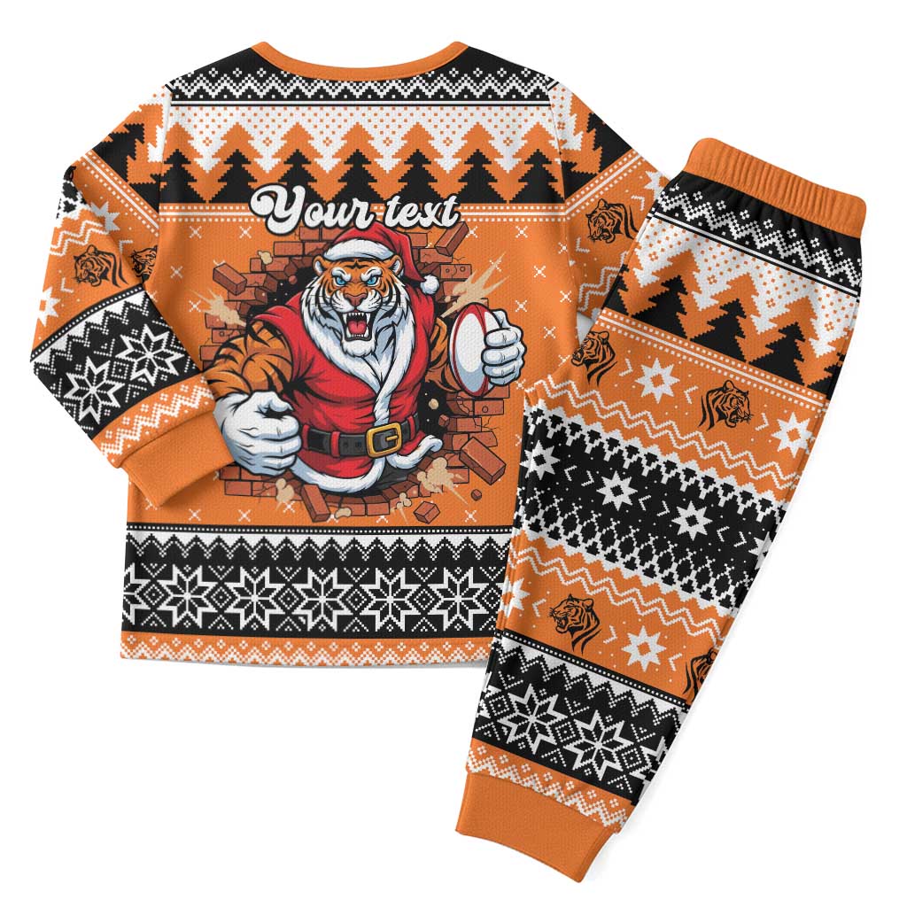 Santa Tiger Roar Personalized Christmas Pajama Set Christmas Rugby League Spirit - Aussie Hoodie