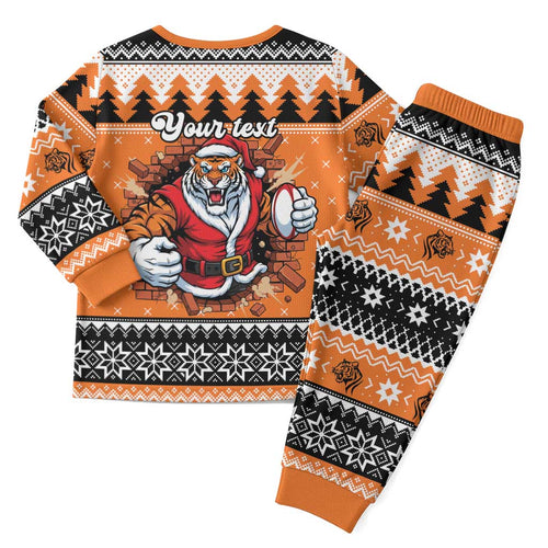 Santa Tiger Roar Personalized Christmas Pajama Set Christmas Rugby League Spirit - Aussie Hoodie