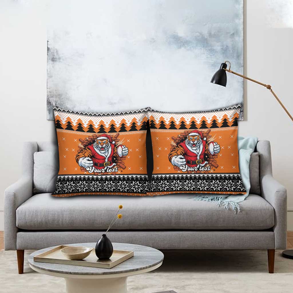 Santa Tiger Roar Personalized Pillow Cover Christmas Rugby League Spirit - Aussie Hoodie