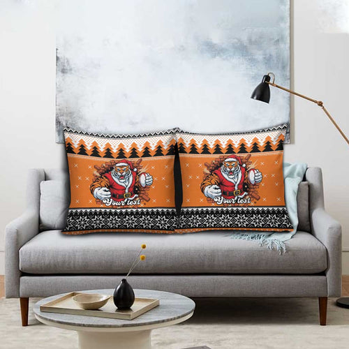 Santa Tiger Roar Personalized Pillow Cover Christmas Rugby League Spirit - Aussie Hoodie