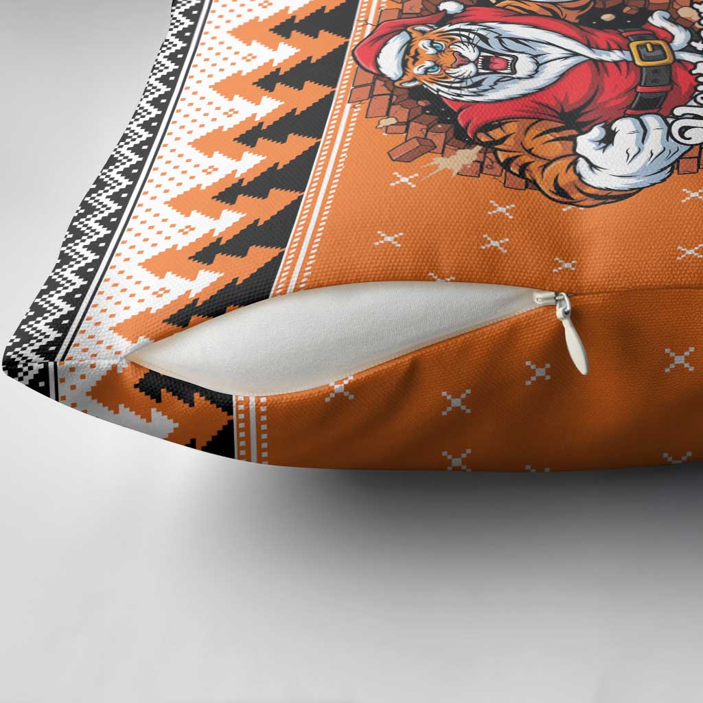 Santa Tiger Roar Personalized Pillow Cover Christmas Rugby League Spirit - Aussie Hoodie