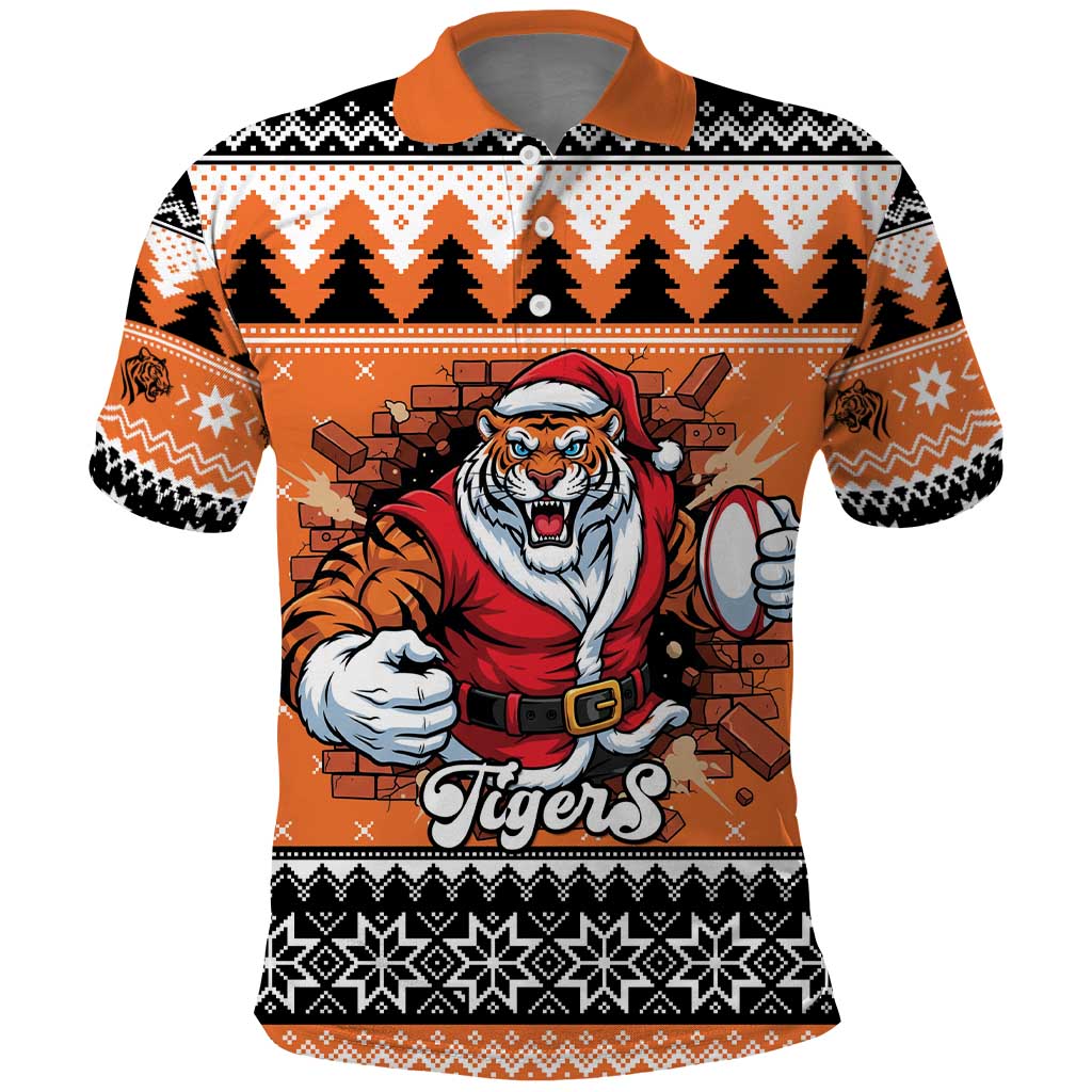 Santa Tiger Roar Personalized Polo Shirt Christmas Rugby League Spirit - Aussie Hoodie