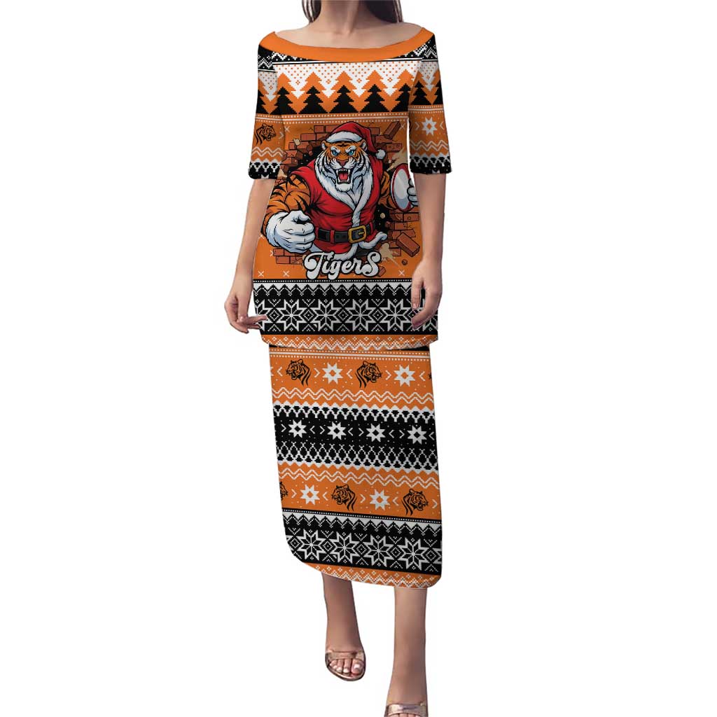 Santa Tiger Roar Personalized Puletasi Christmas Rugby League Spirit - Aussie Hoodie