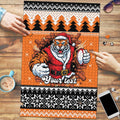 Santa Tiger Roar Personalized Puzzle Christmas Rugby League Spirit - Aussie Hoodie