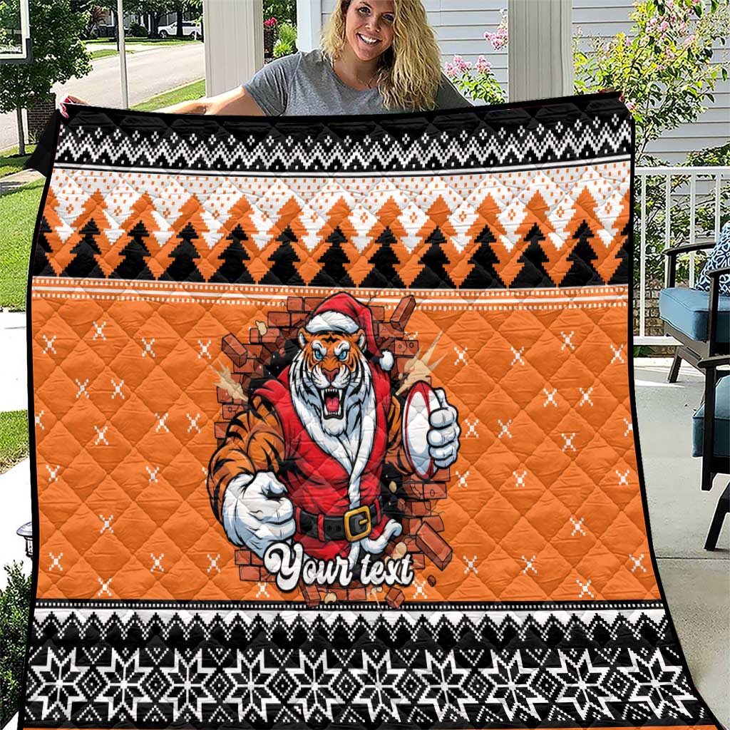 Santa Tiger Roar Personalized Quilt Christmas Rugby League Spirit - Aussie Hoodie