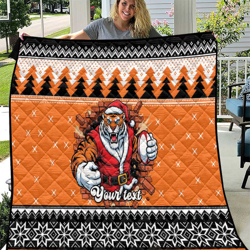 Santa Tiger Roar Personalized Quilt Christmas Rugby League Spirit - Aussie Hoodie