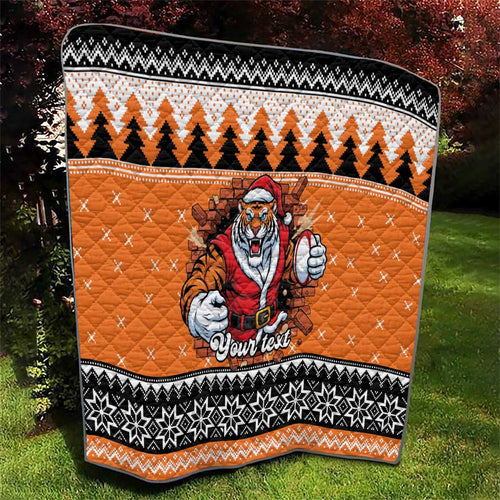 Santa Tiger Roar Personalized Quilt Christmas Rugby League Spirit - Aussie Hoodie